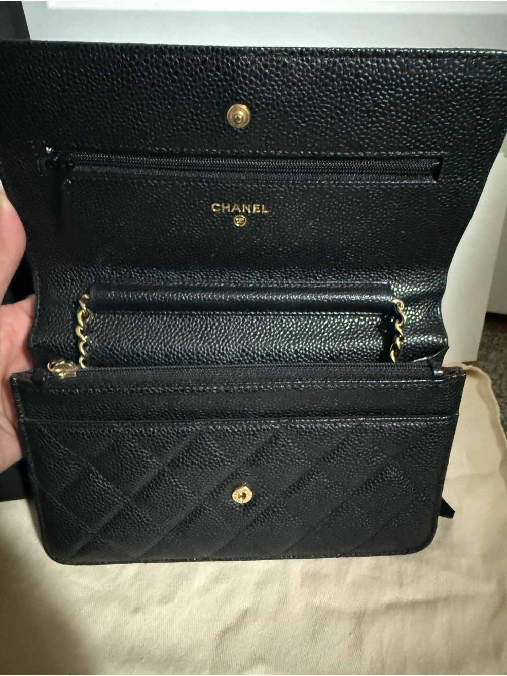 CHANEL Black Quilted Caviar Leather with Gold Hardware - Picture 2 of 13